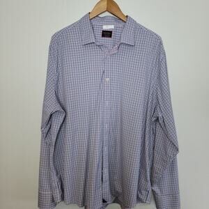 Untuckit Mens Shirt XXXL 3XL Button Up Long Sleeve Blue Checkered‎ Plaid